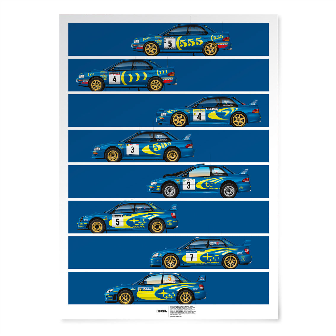 Subaru Impreza WRC Poster – 555 Livery Graphic Story Print